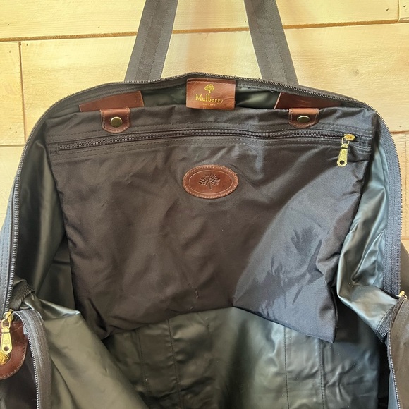 Mulberry Black Nylon Leather Zip Holdall Weekend Carry On Bag Luggage Vintage - Picture 8 of 10